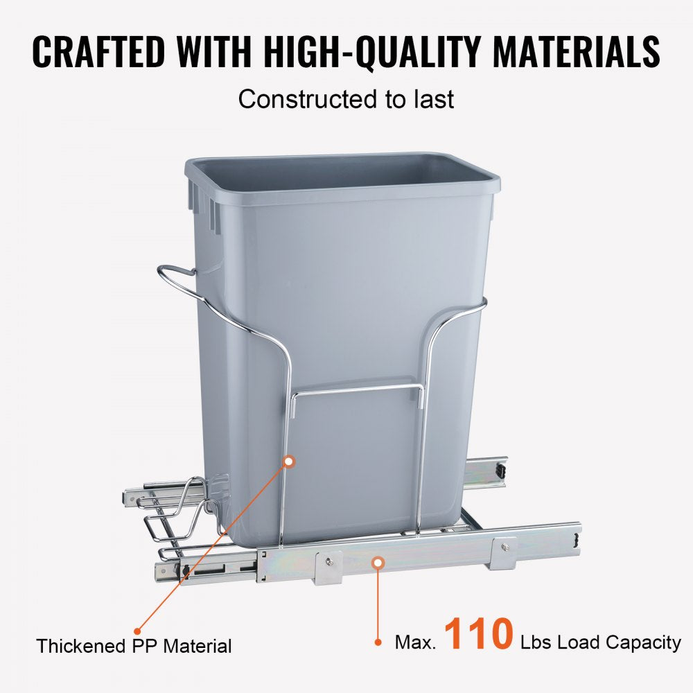 YC1301LF - 29L Under-Counter Pull-Out Trash Can with Smooth Gliding Mechanism