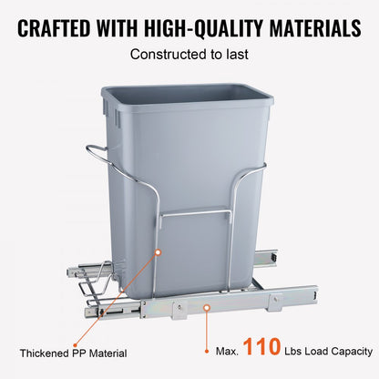 YC1301LF - 29L Under-Counter Pull-Out Trash Can with Smooth Gliding Mechanism