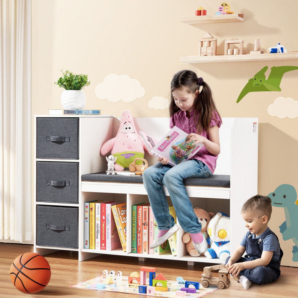 ETD01 - Kids Reading Nook Bench with Storage & Cushioned Area