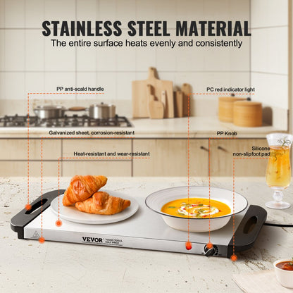 HD9003A - Durable Stainless Steel Electric Warming Tray for Parties