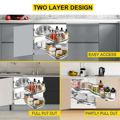010113204383 - Carbon Steel Blind Corner Shelf with Dual Baskets, 33 lbs Capacity