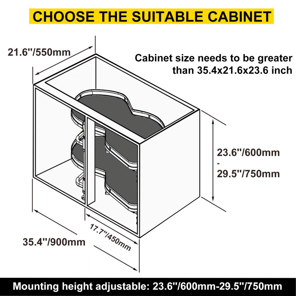 010113204383 - Carbon Steel Blind Corner Shelf with Dual Baskets, 33 lbs Capacity