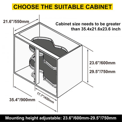 010113204383 - Carbon Steel Blind Corner Shelf with Dual Baskets, 33 lbs Capacity