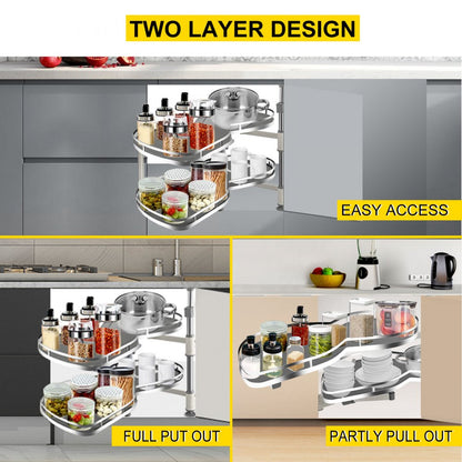 010962919715 - Durable Carbon Steel Corner Pullout Organizer with Soft Close