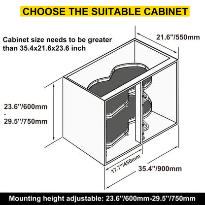 010962919715 - Durable Carbon Steel Corner Pullout Organizer with Soft Close