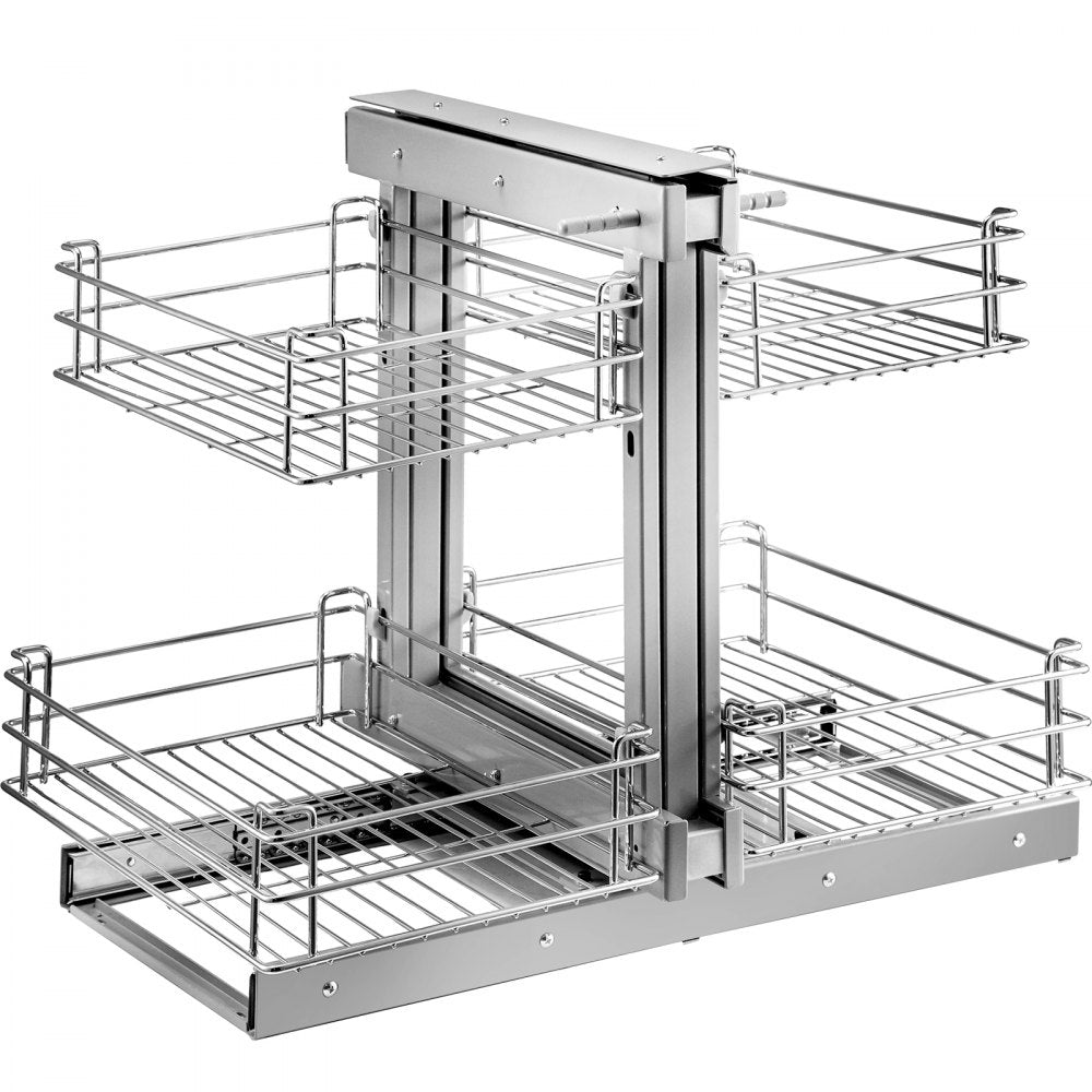010141596552 - Pull-Out Chrome Blind Corner Shelf with 4 Baskets, 15.7" Opening