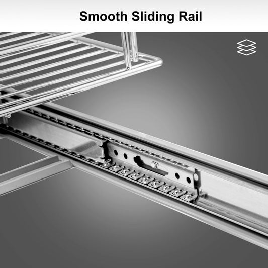 010141596552 - Pull-Out Chrome Blind Corner Shelf with 4 Baskets, 15.7" Opening
