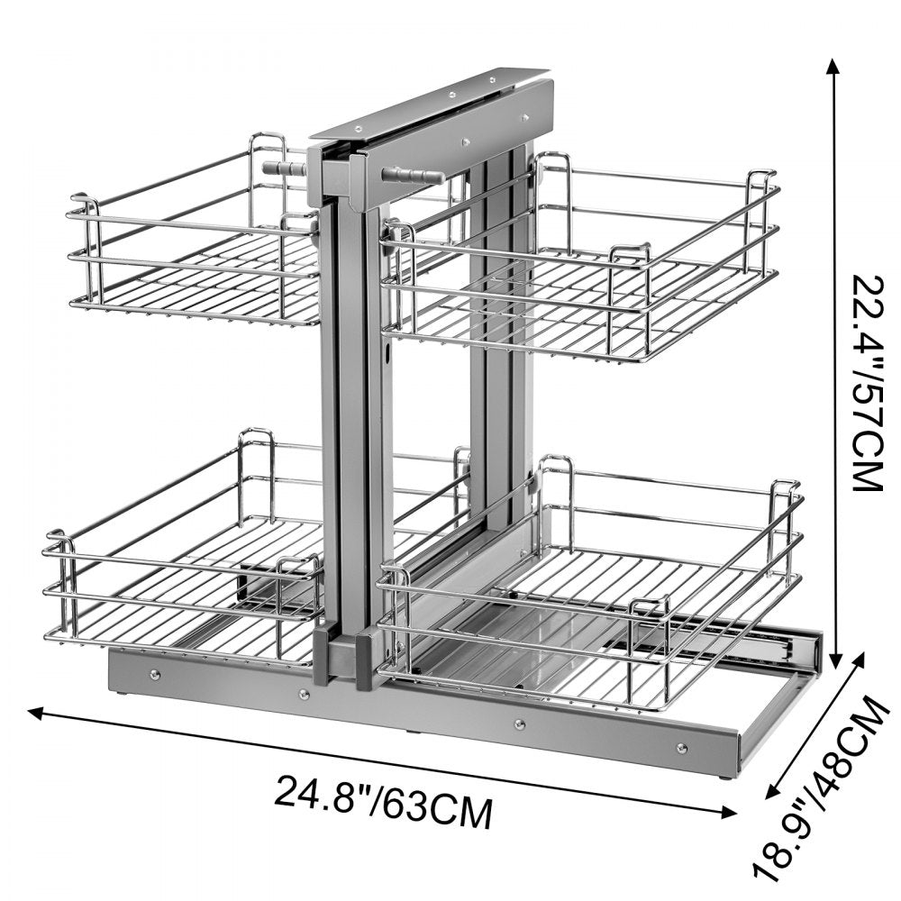 010141596552 - Pull-Out Chrome Blind Corner Shelf with 4 Baskets, 15.7" Opening