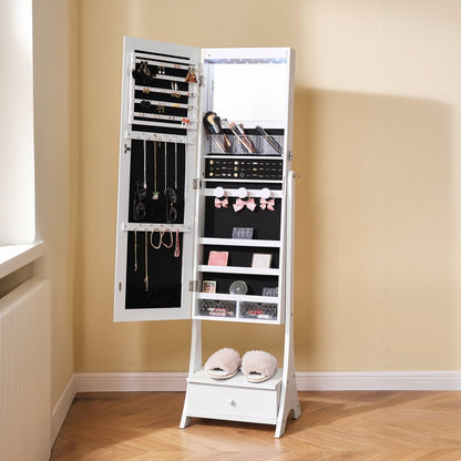 PY-2314SS - Full-Length Mirror Jewelry Cabinet with Lockable Storage and Organizer