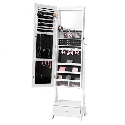 PY-2314SS - Full-Length Mirror Jewelry Cabinet with Lockable Storage and Organizer