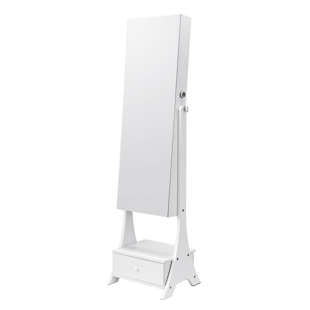 PY-2314SS - Full-Length Mirror Jewelry Cabinet with Lockable Storage and Organizer