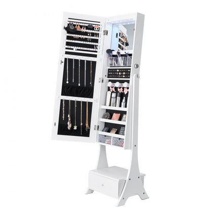 PY-2314SS - Full-Length Mirror Jewelry Cabinet with Lockable Storage and Organizer