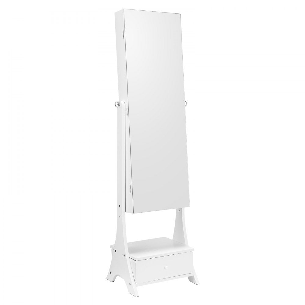 PY-2314SS - Full-Length Mirror Jewelry Cabinet with Lockable Storage and Organizer