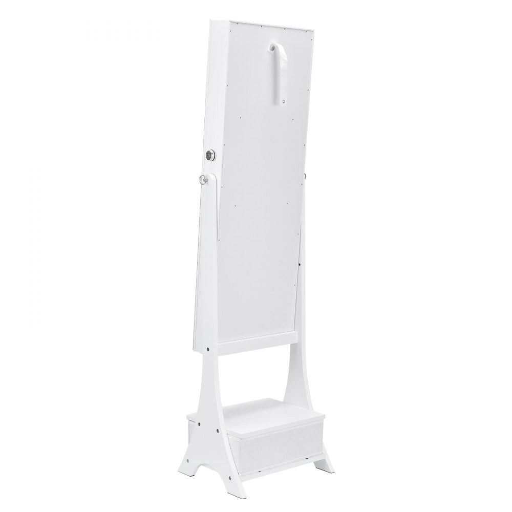 PY-2314SS - Full-Length Mirror Jewelry Cabinet with Lockable Storage and Organizer