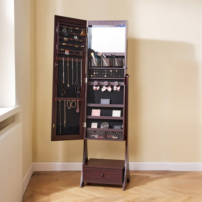 PY-2315SS - Full-Length Jewelry Cabinet & Mirror with 75 Earring Slots