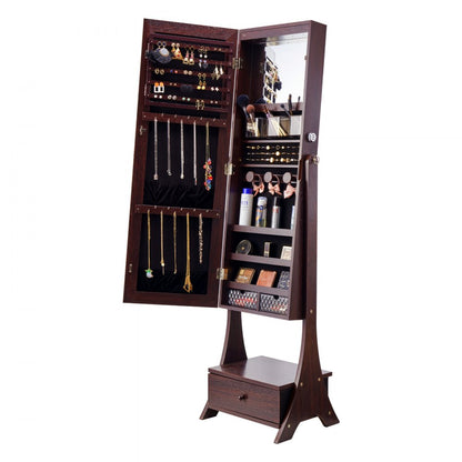 PY-2315SS - Full-Length Jewelry Cabinet & Mirror with 75 Earring Slots