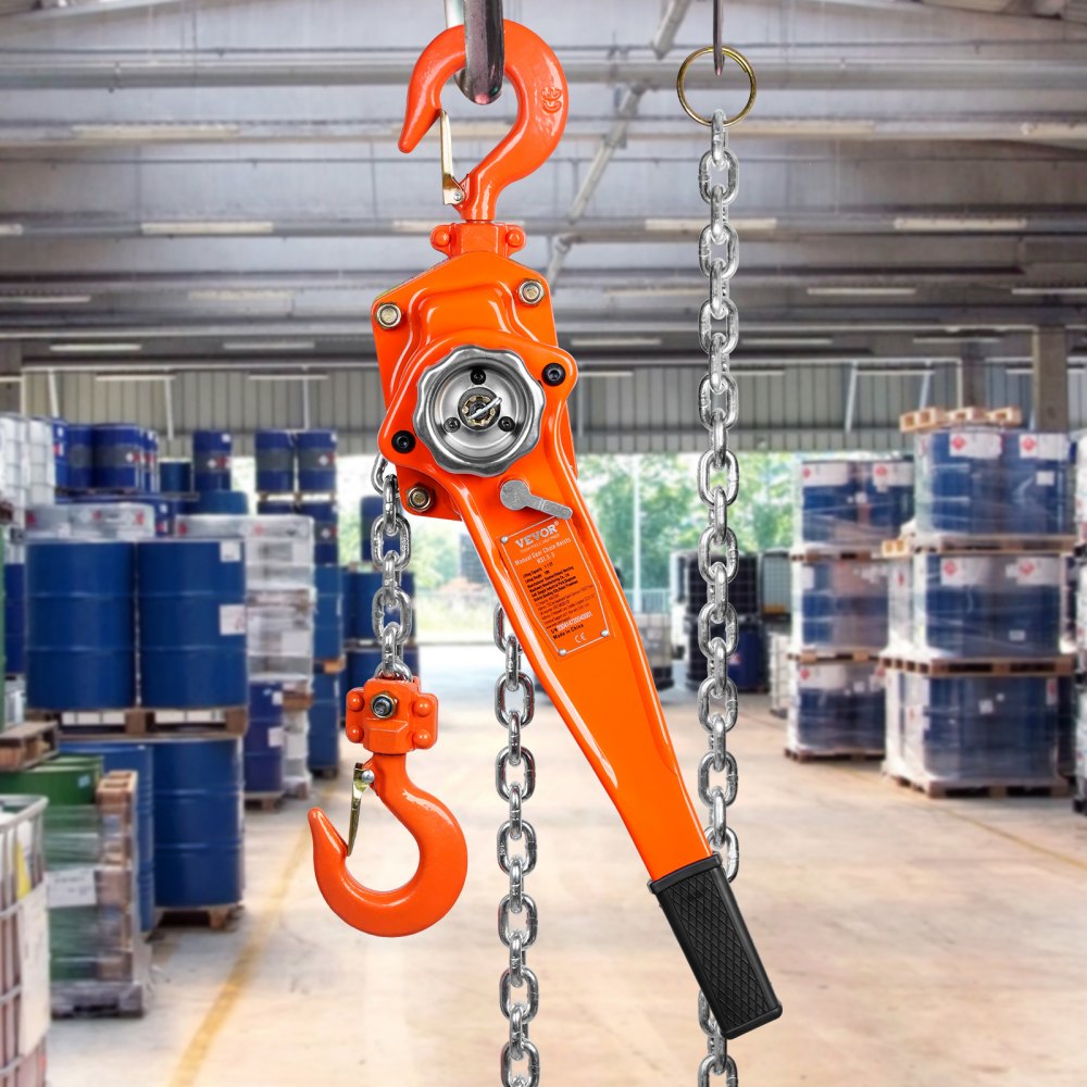 010898028107 - Heavy-Duty 1.5 Ton Chain Hoist with Safety Brake System
