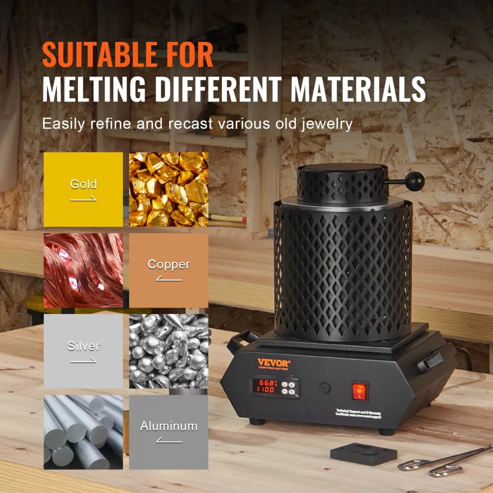 GF1150ND1-3KG(US) - 1350W Gold Melting Furnace with Graphite Crucibles