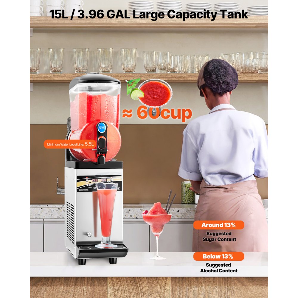 X-150 - 15L Stainless Steel Slushy Machine for Drinks & Cocktails