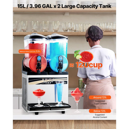 X-300 - Dual Tank 15L Slushy Machine for Margaritas & Smoothies