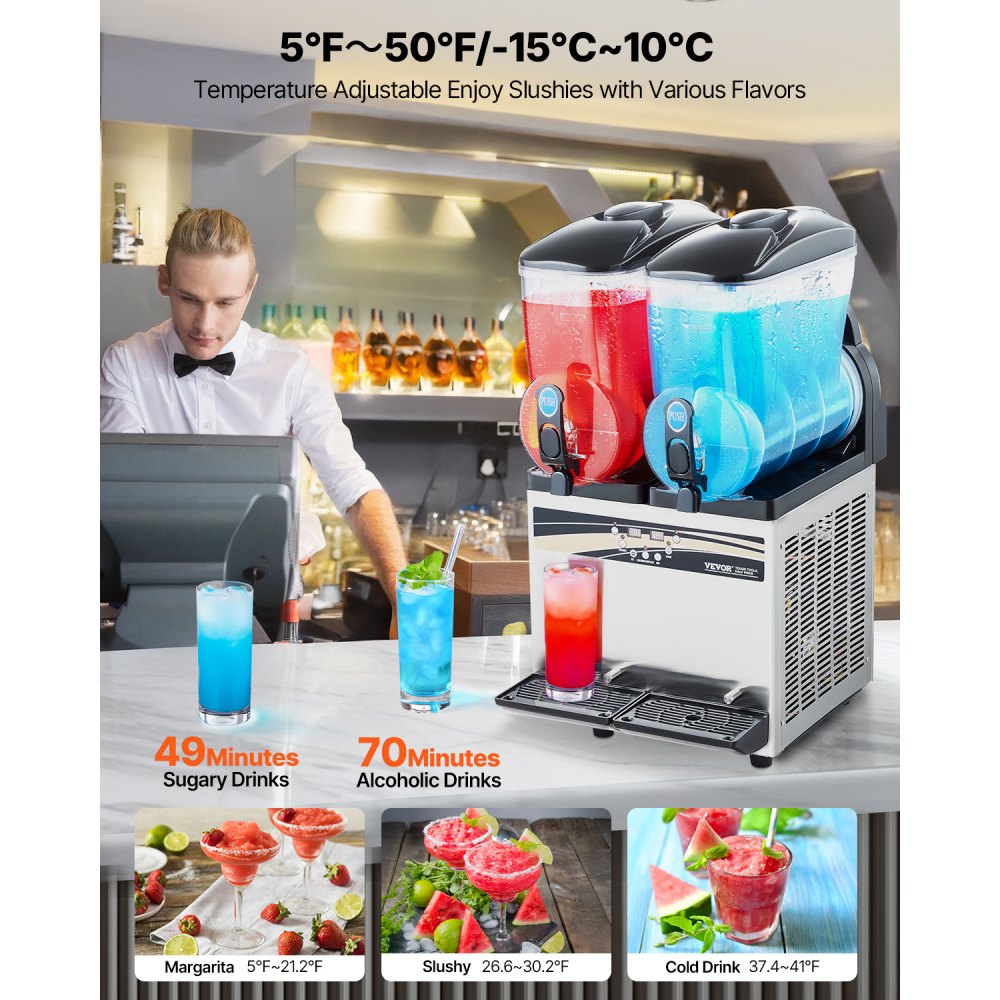 X-300 - Dual Tank 15L Slushy Machine for Margaritas & Smoothies