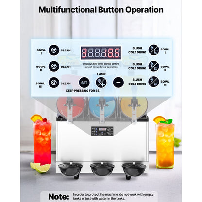 X-450 - 3 Tank Commercial Slushy Maker with Adjustable Temperature, 15L Capacity