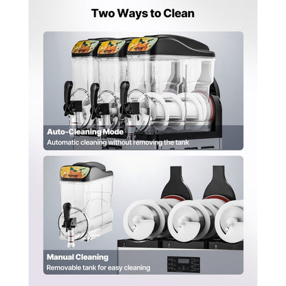 X-450 - 3 Tank Commercial Slushy Maker with Adjustable Temperature, 15L Capacity