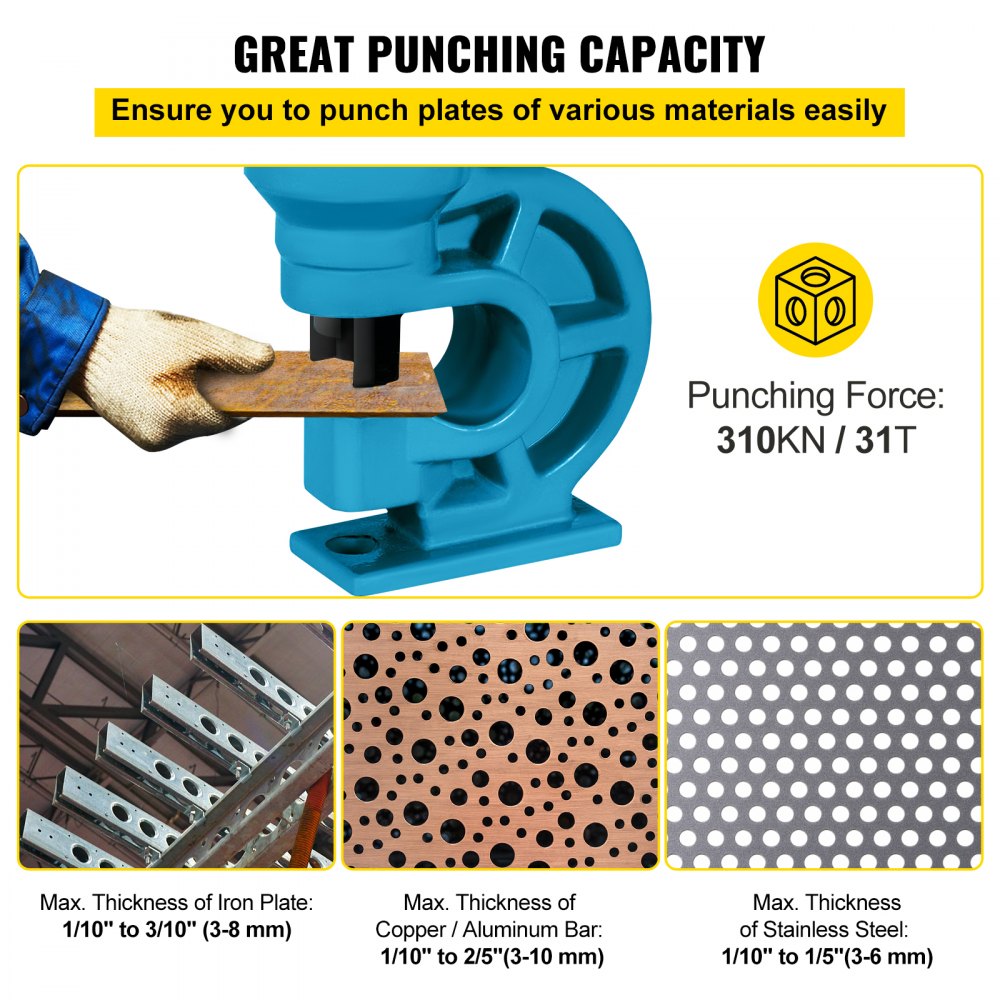 010835142154 - Heavy-Duty Hydraulic Punch Tool for Metal, 3.74” Throat Depth
