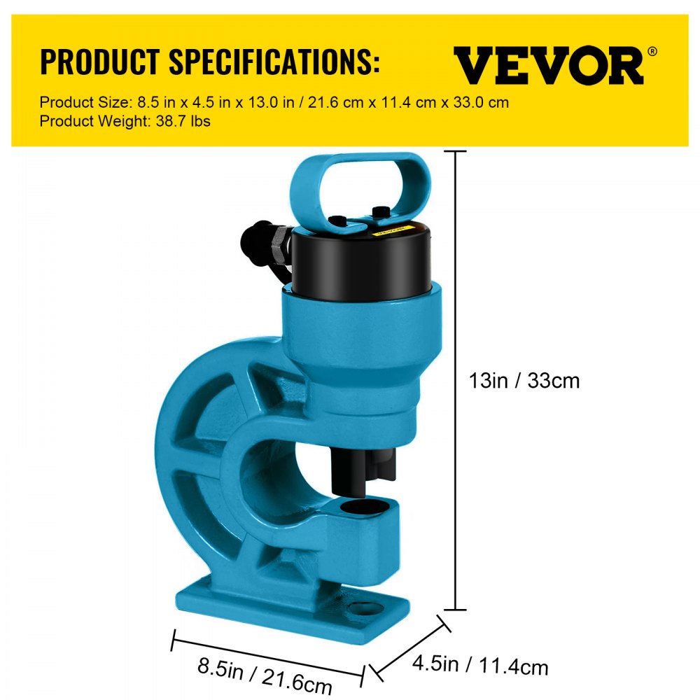 010835142154 - Heavy-Duty Hydraulic Punch Tool for Metal, 3.74” Throat Depth