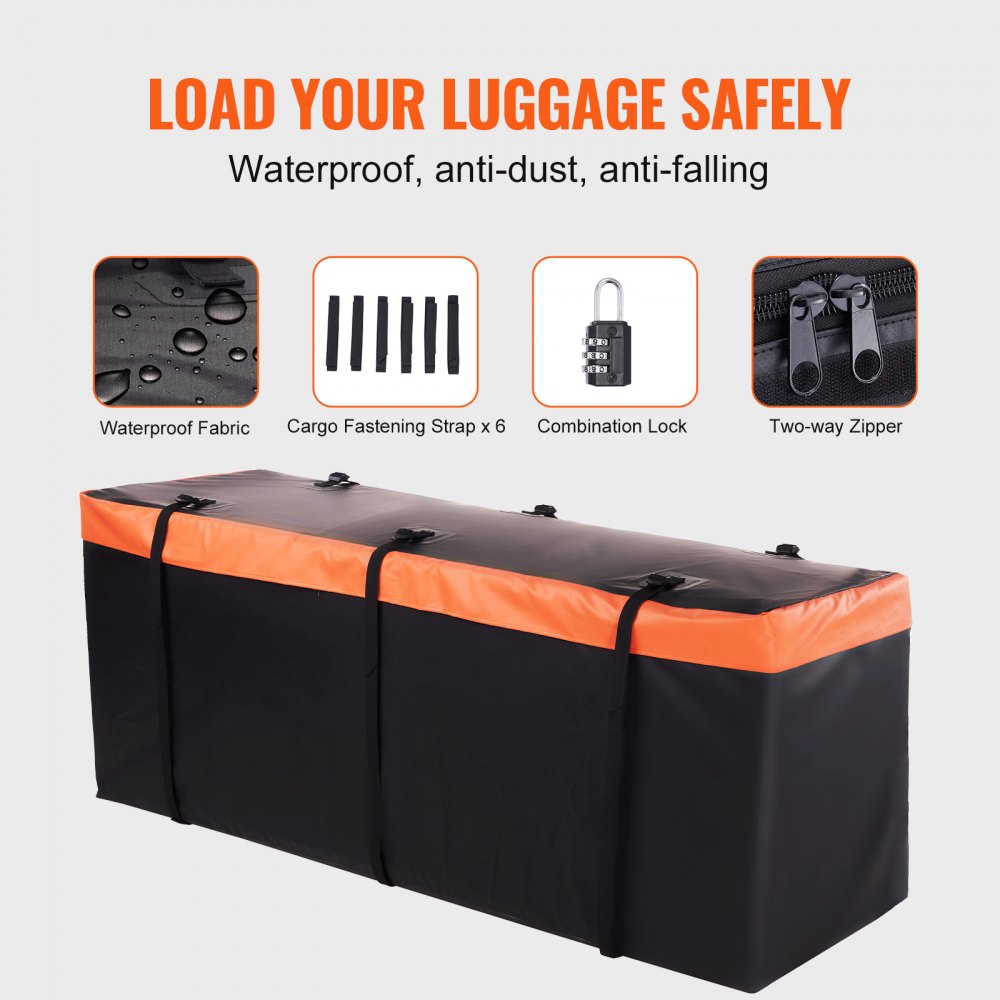 010476029073 - Heavy-Duty 60" Steel Cargo Carrier with Waterproof Bag