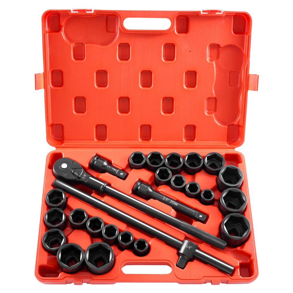 3/4"-27PC - 22-Piece High-Torque Impact Socket Set with Storage Case