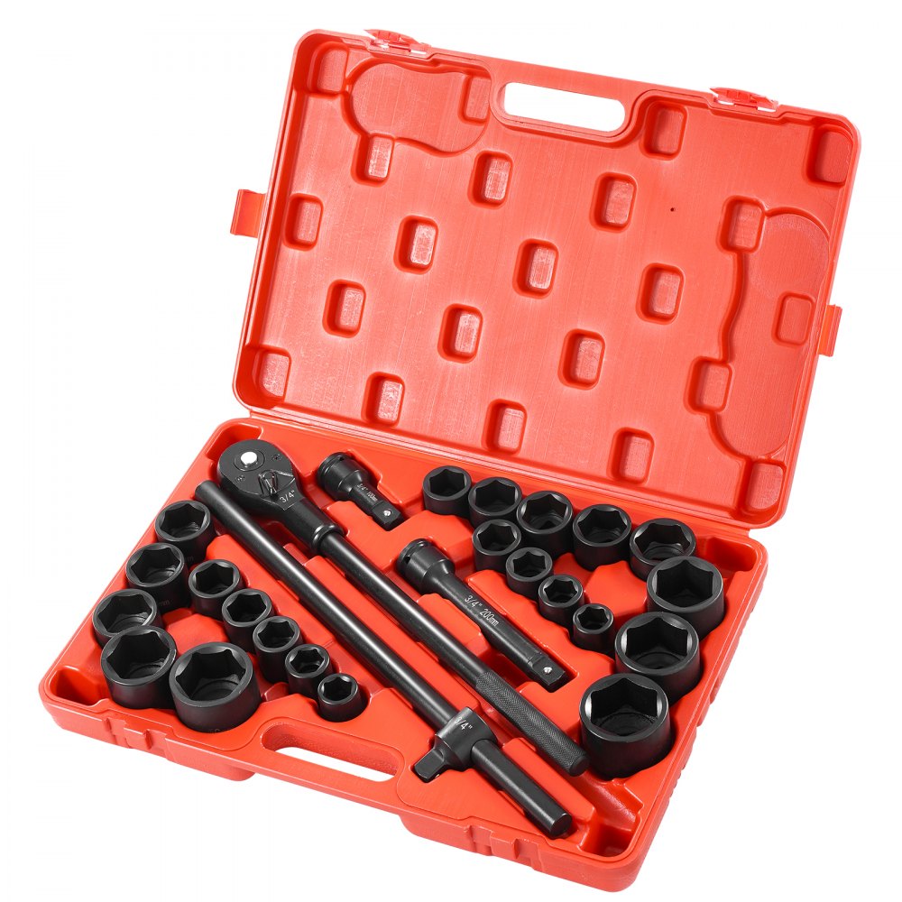 3/4"-27PC - 22-Piece High-Torque Impact Socket Set with Storage Case