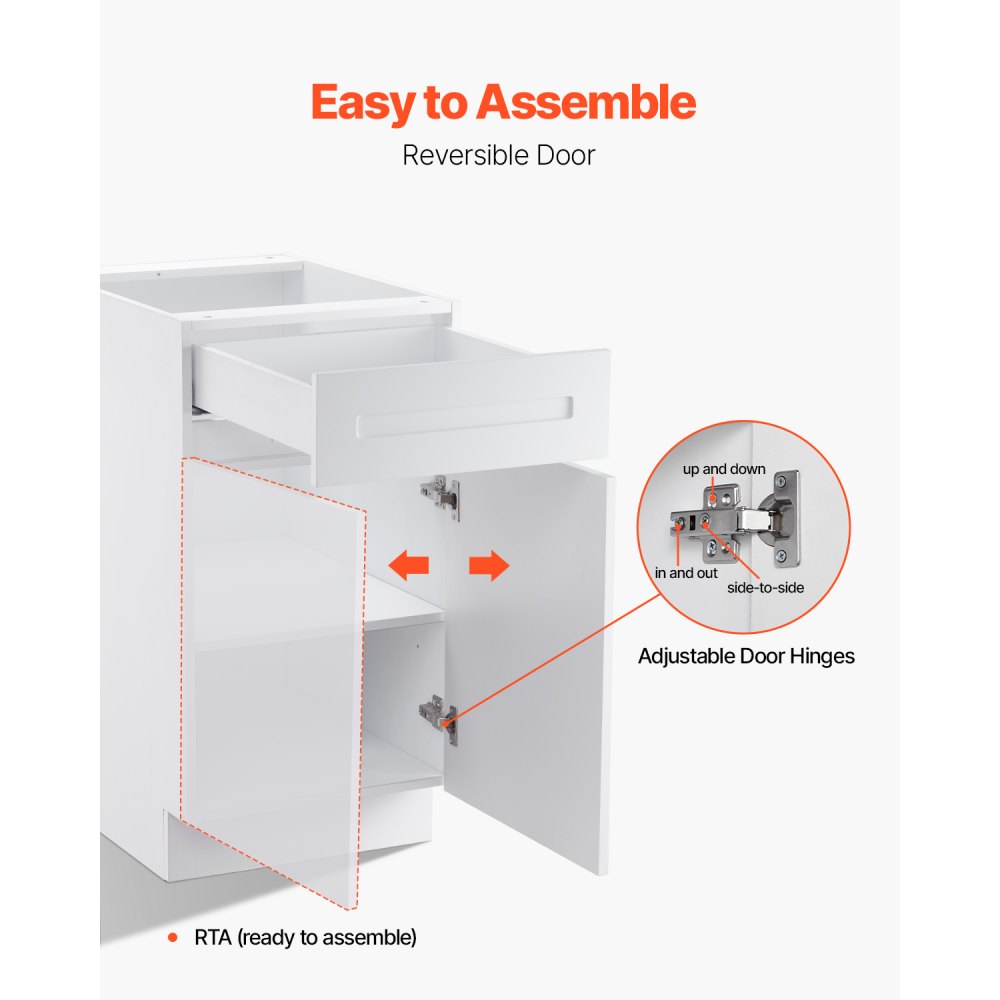 KLCC-01 - Durable 18" White Shaker Base Cabinet with Soft Close Drawers