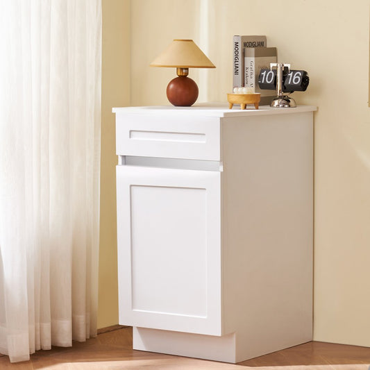 KLCC-01 - Durable 18" White Shaker Base Cabinet with Soft Close Drawers