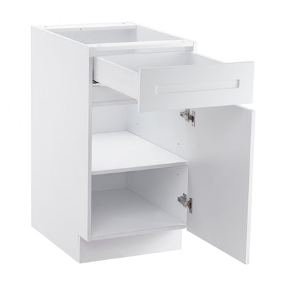 KLCC-01 - Durable 18" White Shaker Base Cabinet with Soft Close Drawers