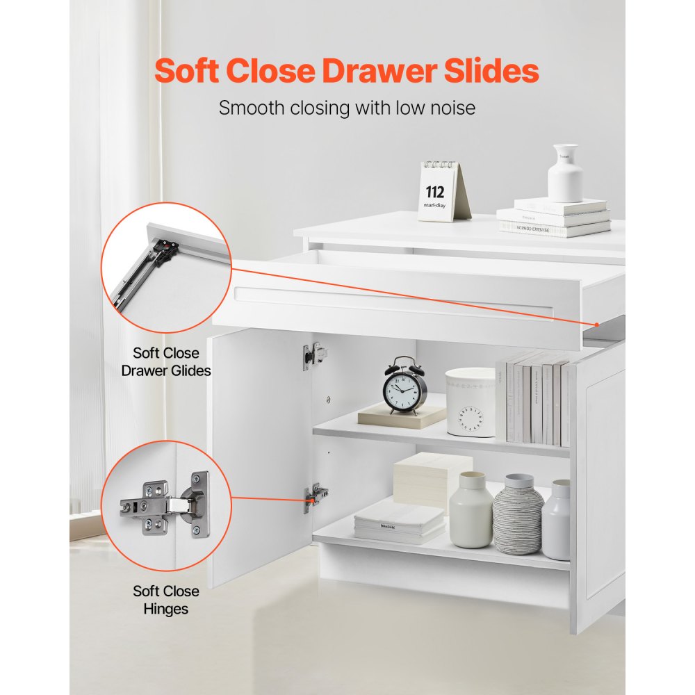 KLCC-03 - Elegant White Shaker Base Cabinet with Soft-Close Hinges ...