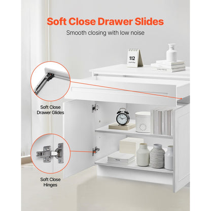 KLCC-03 - Elegant White Shaker Base Cabinet with Soft-Close Hinges