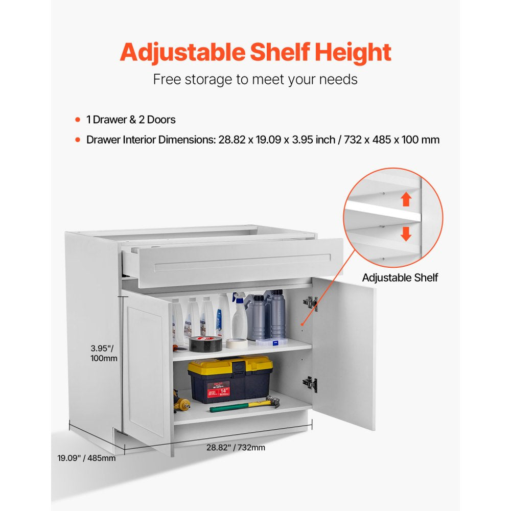 KLCC-03 - Elegant White Shaker Base Cabinet with Soft-Close Hinges