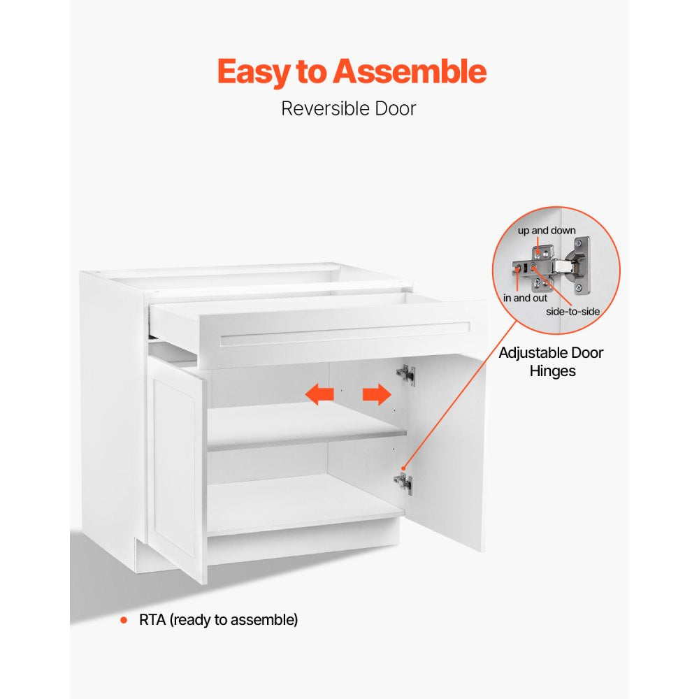 KLCC-03 - Elegant White Shaker Base Cabinet with Soft-Close Hinges