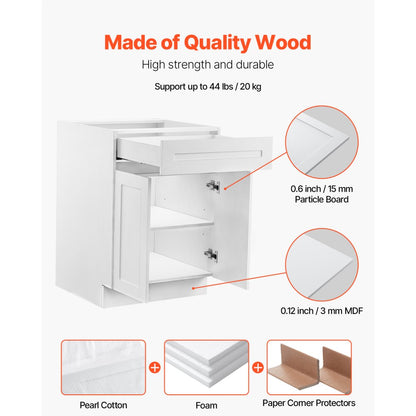 KLCC-02 - Premium White Shaker Base Cabinet with Soft Close Features