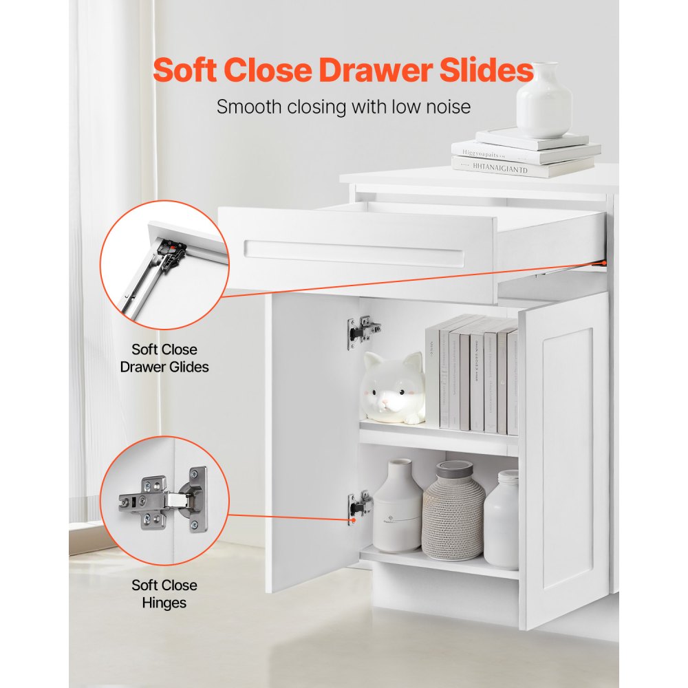 KLCC-02 - Premium White Shaker Base Cabinet with Soft Close Features
