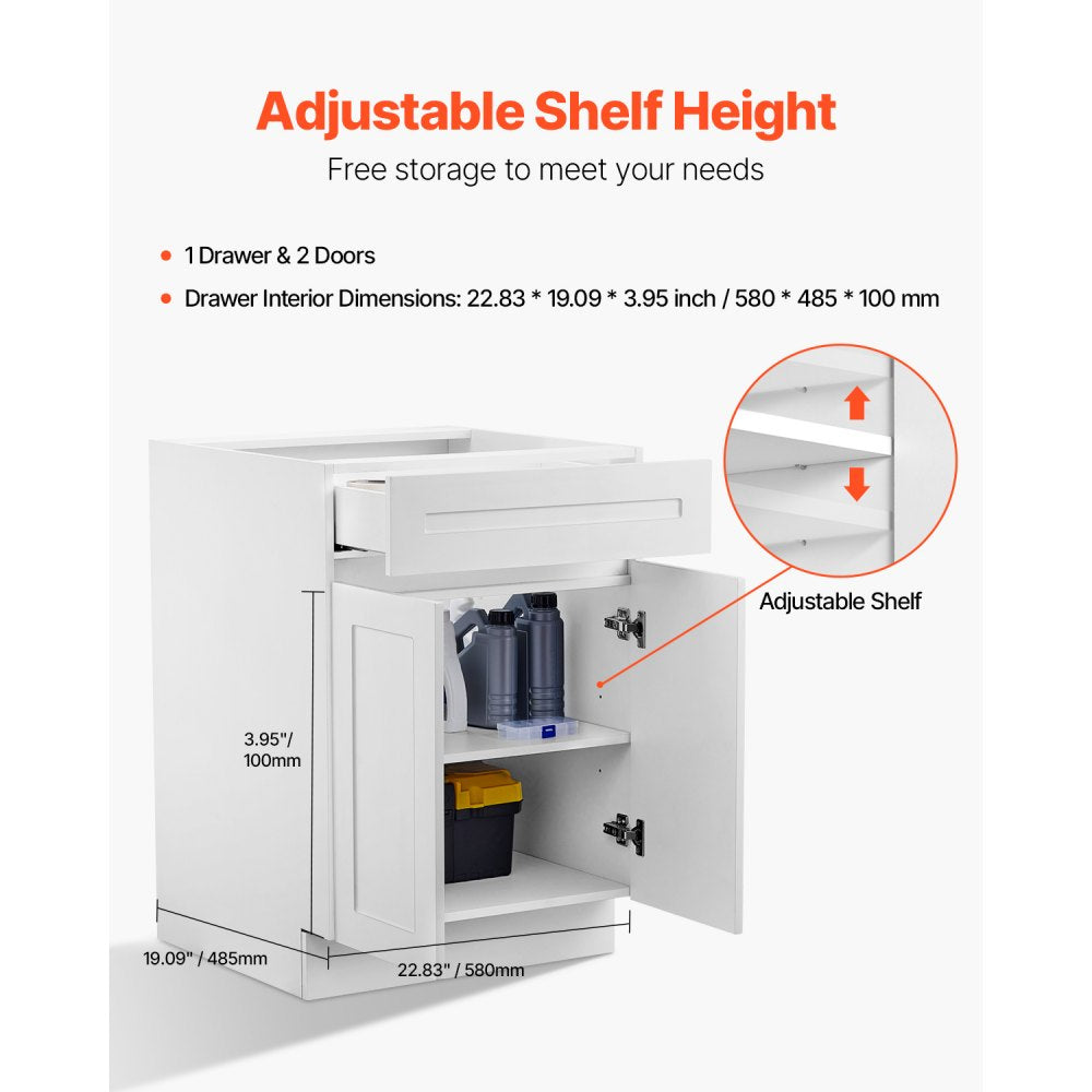 KLCC-02 - Premium White Shaker Base Cabinet with Soft Close Features