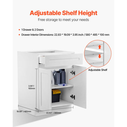 KLCC-02 - Premium White Shaker Base Cabinet with Soft Close Features