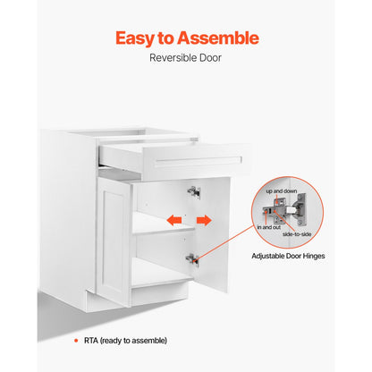 KLCC-02 - Premium White Shaker Base Cabinet with Soft Close Features
