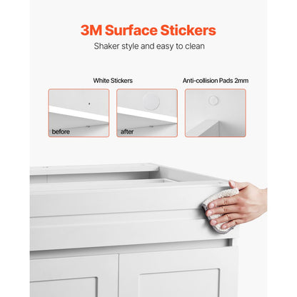 KLCC-04 - 36" White Shaker Base Cabinet with Soft Close Drawer
