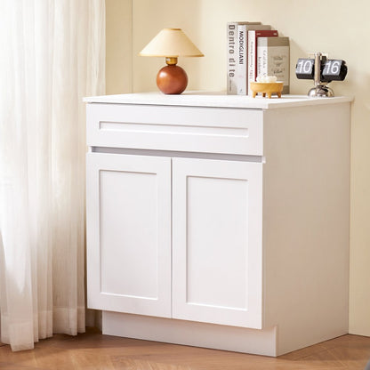 KLCC-04 - 36" White Shaker Base Cabinet with Soft Close Drawer