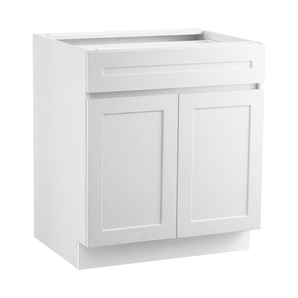 KLCC-04 - 36" White Shaker Base Cabinet with Soft Close Drawer