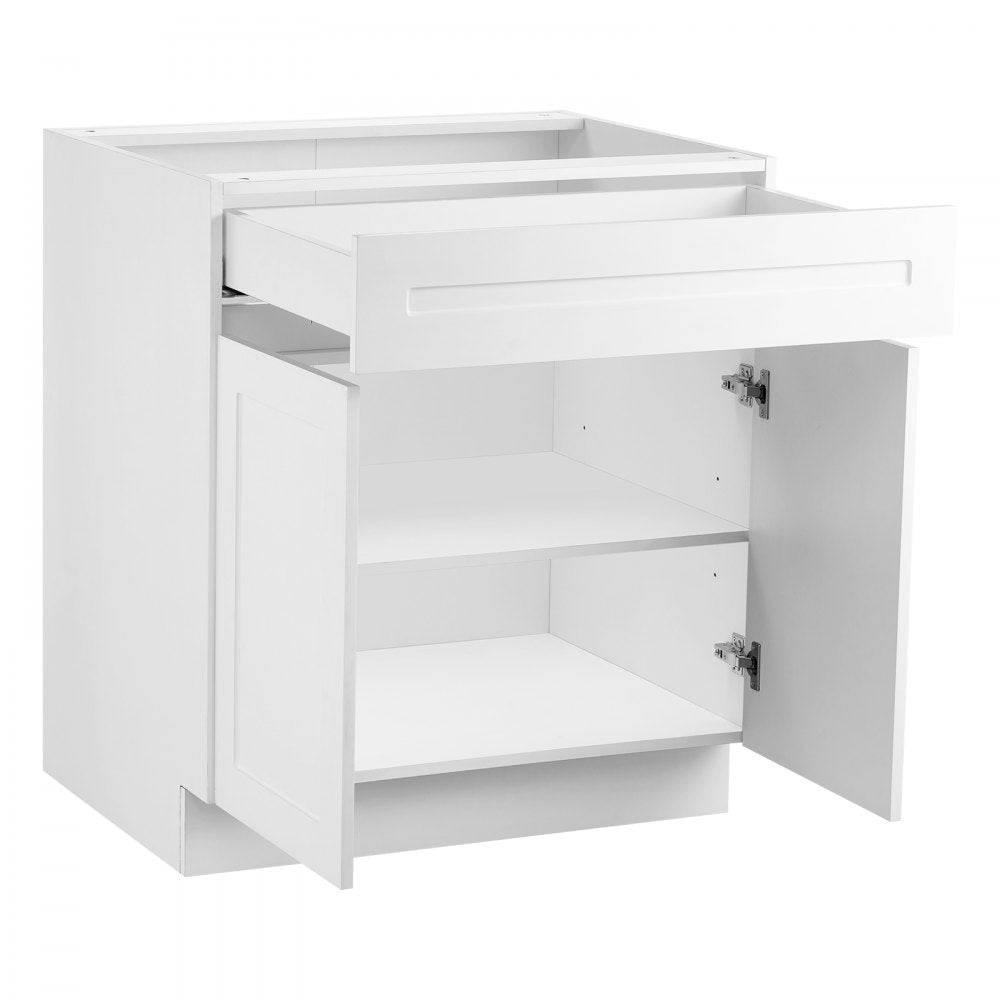 KLCC-04 - 36" White Shaker Base Cabinet with Soft Close Drawer