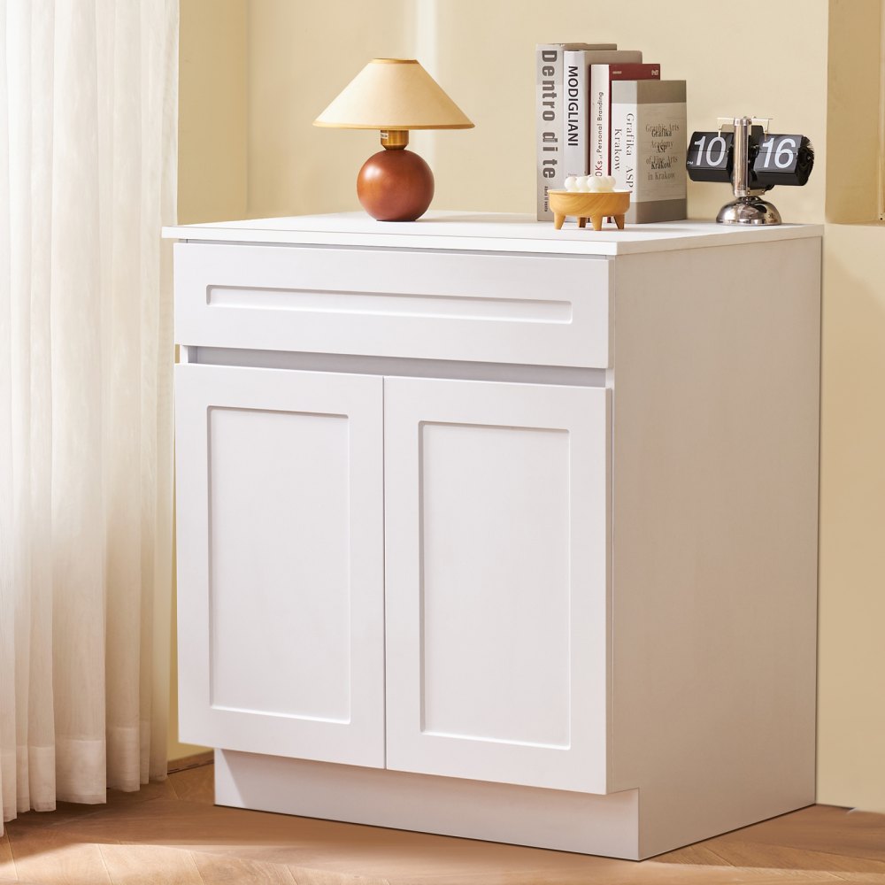 KLCC-05 - 30" White Shaker Base Cabinet with Soft Close Hinges