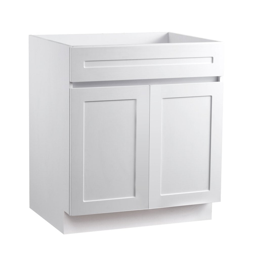 KLCC-05 - 30" White Shaker Base Cabinet with Soft Close Hinges